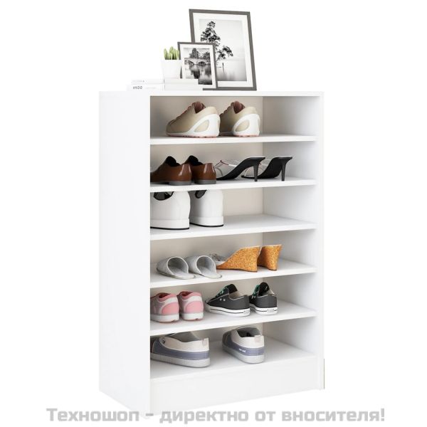 Шкаф за обувки, бял, 60x35x92 см, инженерно дърво
