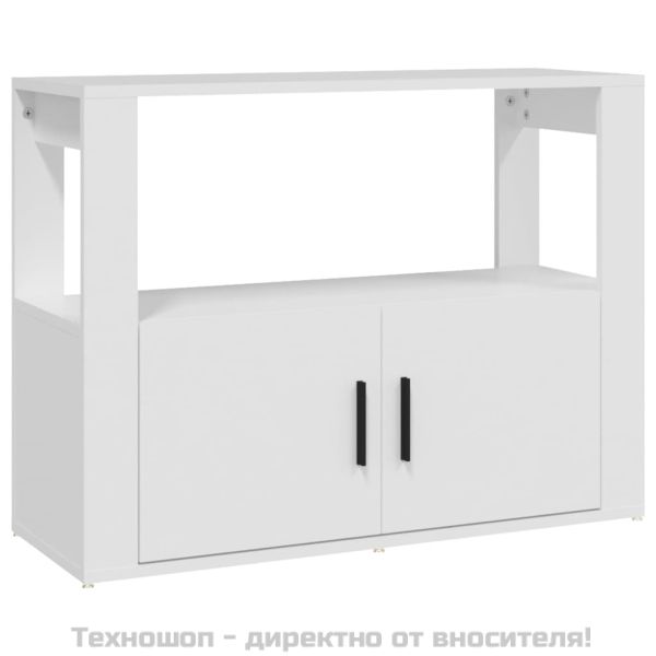 Сайдборд, бял, 80x30x60 см, инженерно дърво