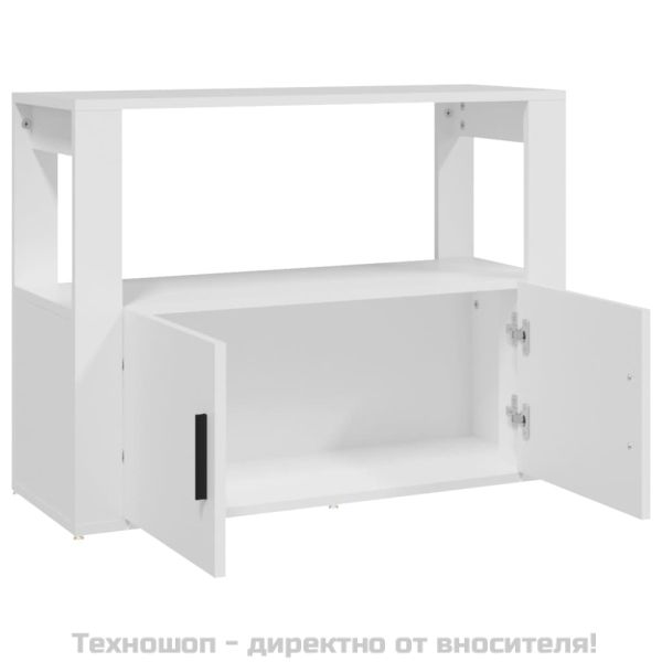 Сайдборд, бял, 80x30x60 см, инженерно дърво