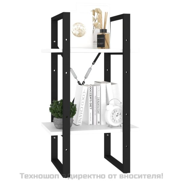 2-етажна библиотека, бяла, 40x30x70 см, инженерно дърво