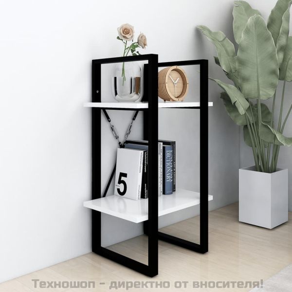 2-етажна библиотека, бяла, 40x30x70 см, инженерно дърво