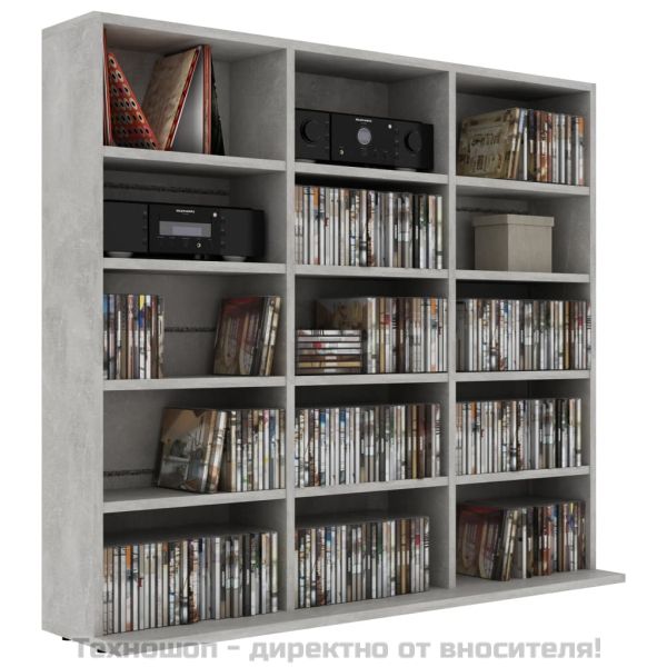 CD шкаф, бетонно сив, 100x23x89,5 см, инженерно дърво