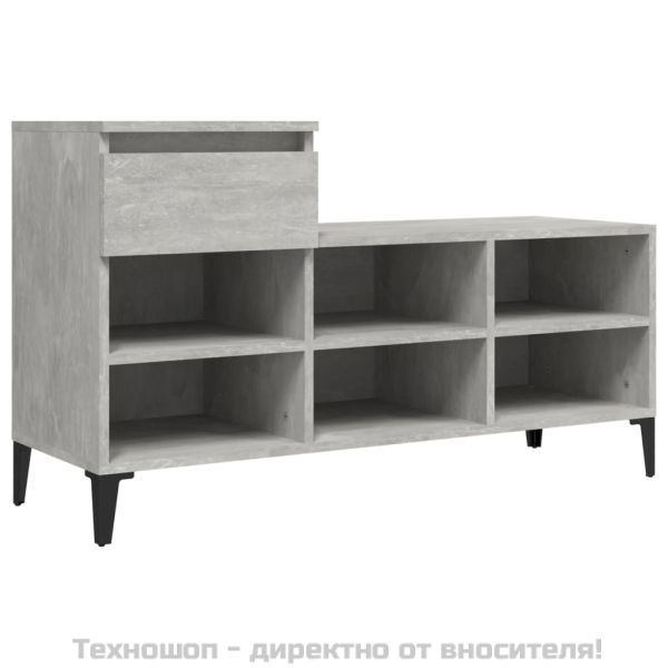 Шкаф за обувки, бетонно сив, 102x36x60 см, инженерно дърво