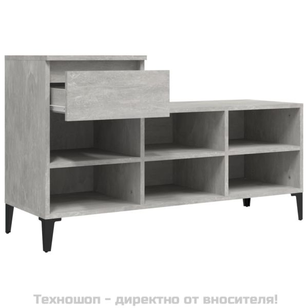 Шкаф за обувки, бетонно сив, 102x36x60 см, инженерно дърво
