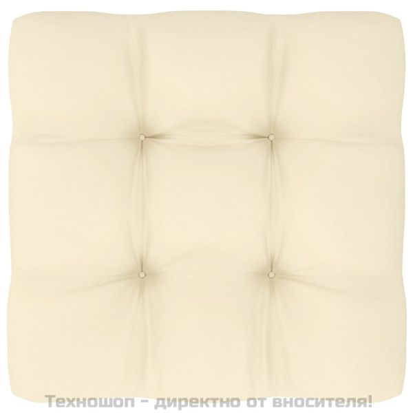 Градински средни дивани с кремави възглавници, 2 бр, бор масив