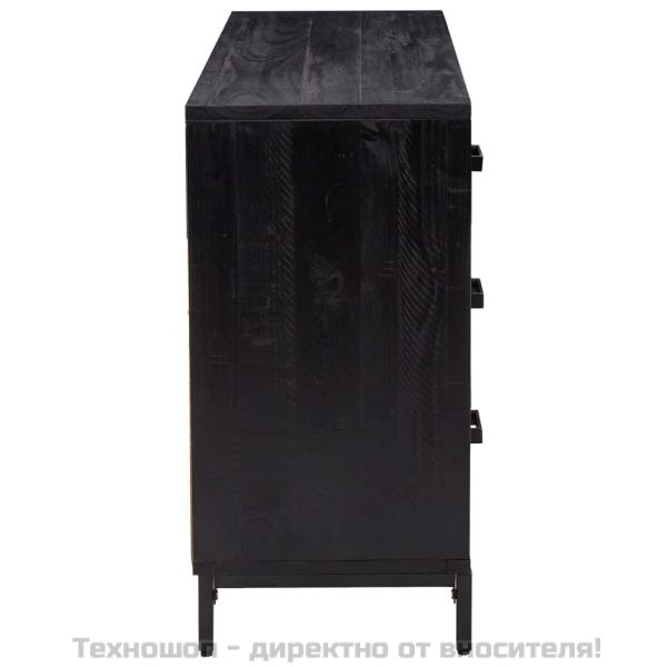 Сайдборд, черен, 110x35x70 см, борова дървесина масив