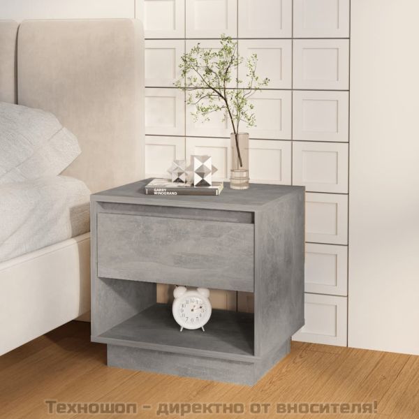 Нощни шкафчета, 2 бр, бетонно сив, 45x34x44 см, инженерно дърво