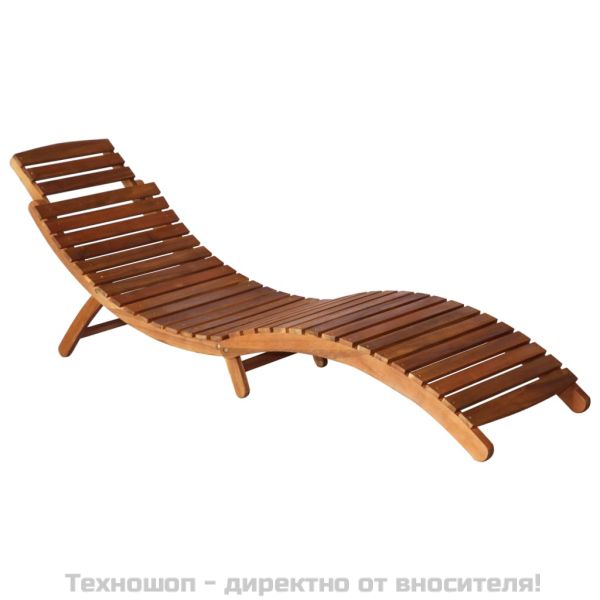 Шезлонг с маса, акациево дърво масив, кафяв