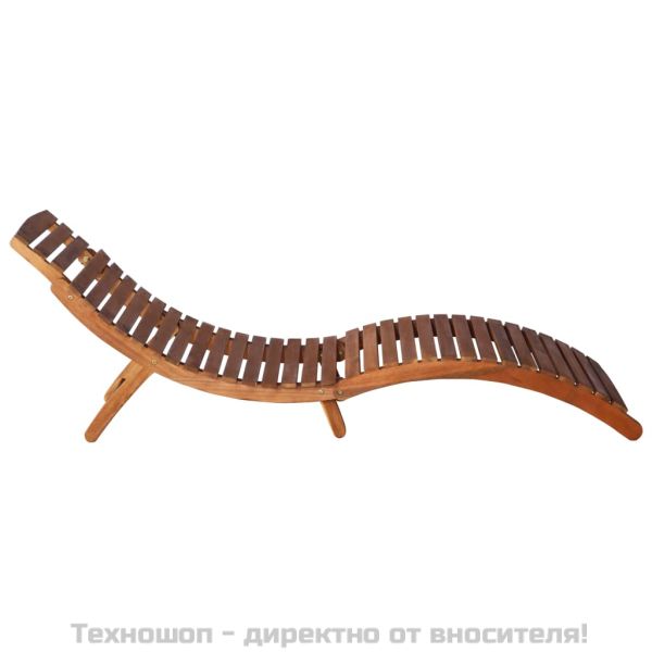 Шезлонг с маса, акациево дърво масив, кафяв