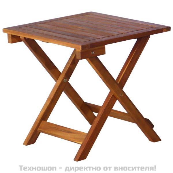 Шезлонг с маса, акациево дърво масив, кафяв