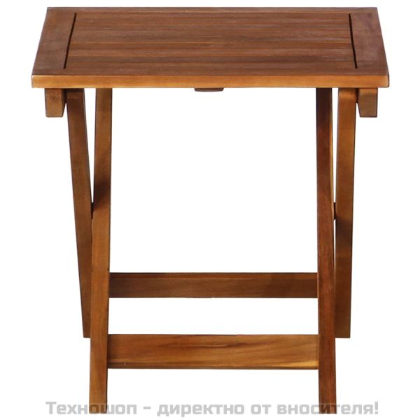 Шезлонг с маса, акациево дърво масив, кафяв