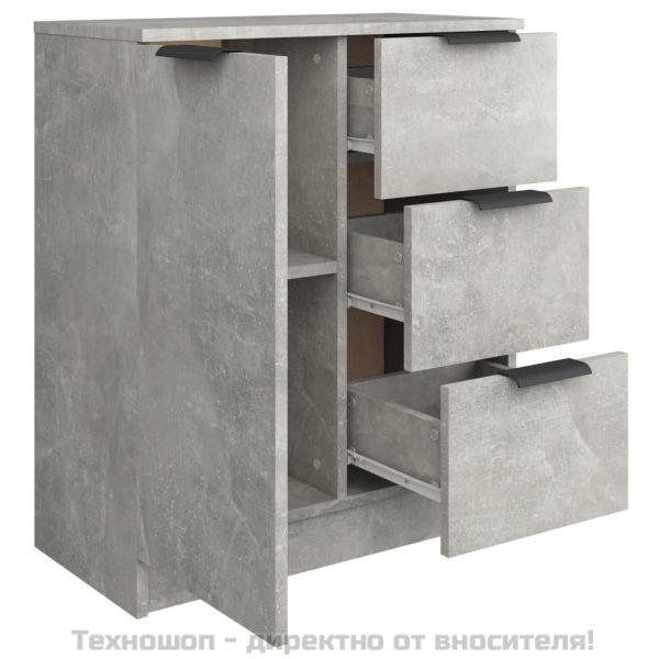 Сайдборд, бетонно сив, 60x30x70 см, инженерно дърво