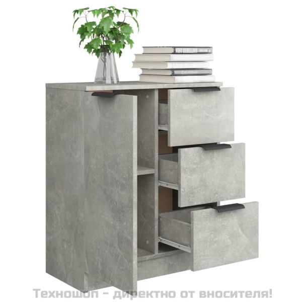 Сайдборд, бетонно сив, 60x30x70 см, инженерно дърво