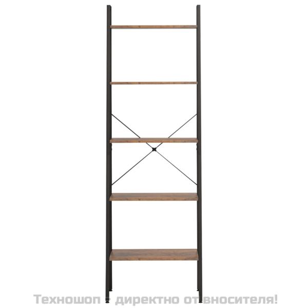 Стояща етажерка стълба 5 рафта тъмнокафяво и черно 56x35x174 см
