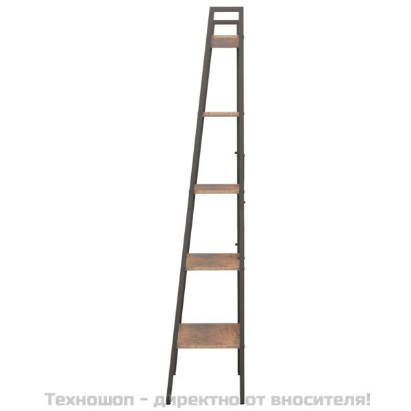 Стояща етажерка стълба 5 рафта тъмнокафяво и черно 56x35x174 см