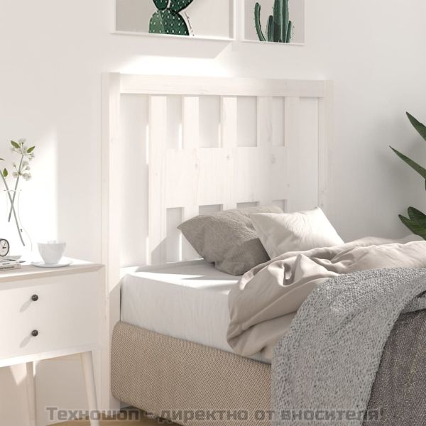 Табла за спалня, бяла, 96x4x100 см, бор масив