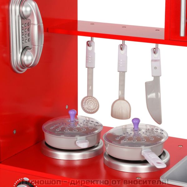 Детска кухня за игра, МДФ, 84x31x89 см, червена