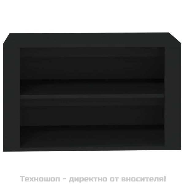 Етажерка за обувки, черна, 75x35x45 см, инженерно дърво