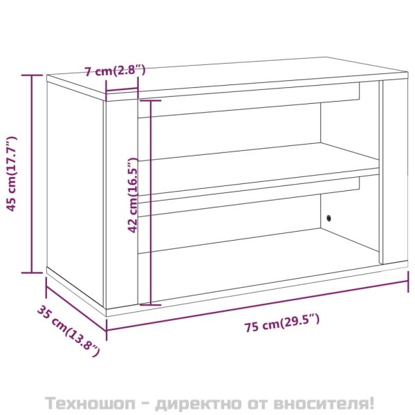 Етажерка за обувки, черна, 75x35x45 см, инженерно дърво