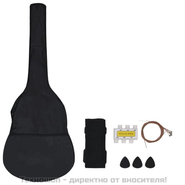 Комплект класическа китара за начинаещи 8 части черен 1/2 34"