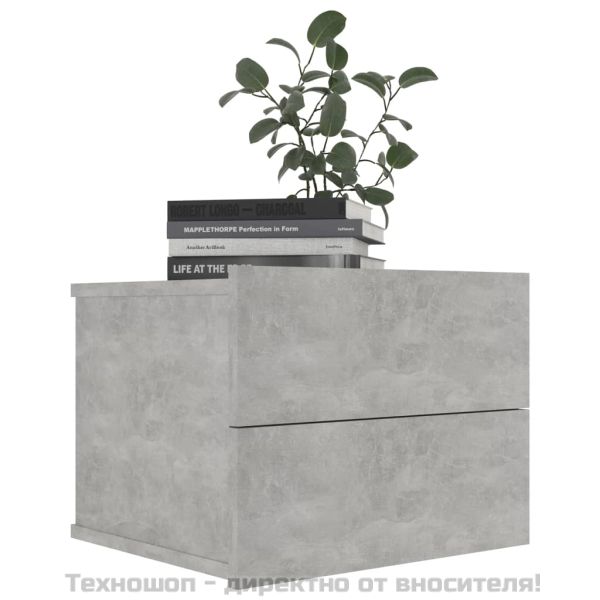 Нощно шкафче, бетонно сиво, 40x30x30 см, инженерно дърво
