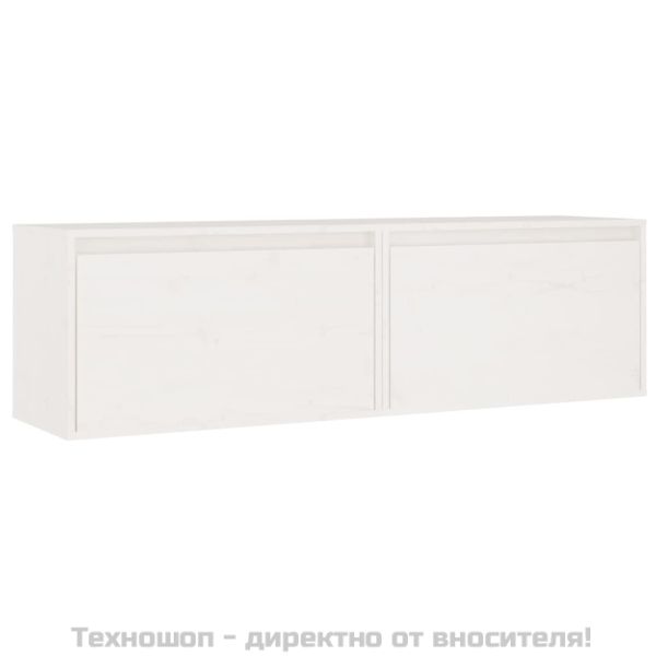 Стенни шкафове, 2 бр, бели, 60x30x35 см, бор масив