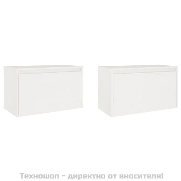 Стенни шкафове, 2 бр, бели, 60x30x35 см, бор масив