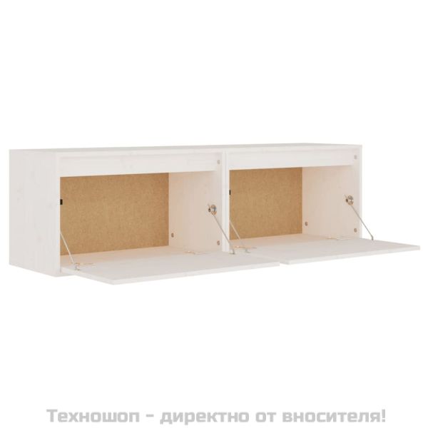 Стенни шкафове, 2 бр, бели, 60x30x35 см, бор масив