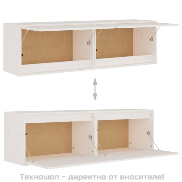 Стенни шкафове, 2 бр, бели, 60x30x35 см, бор масив