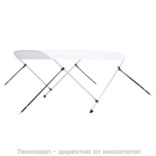 Тента за лодка, 2 дъги, бяла, 180x130x110 см
