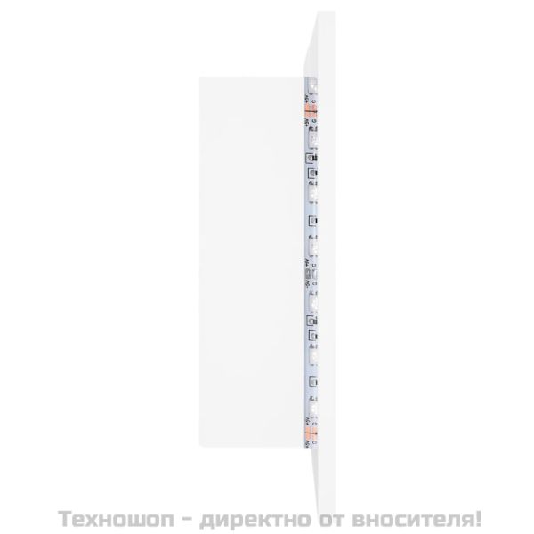 Шкаф с LED огледало за баня, бял, 80x12x45 см, акрил