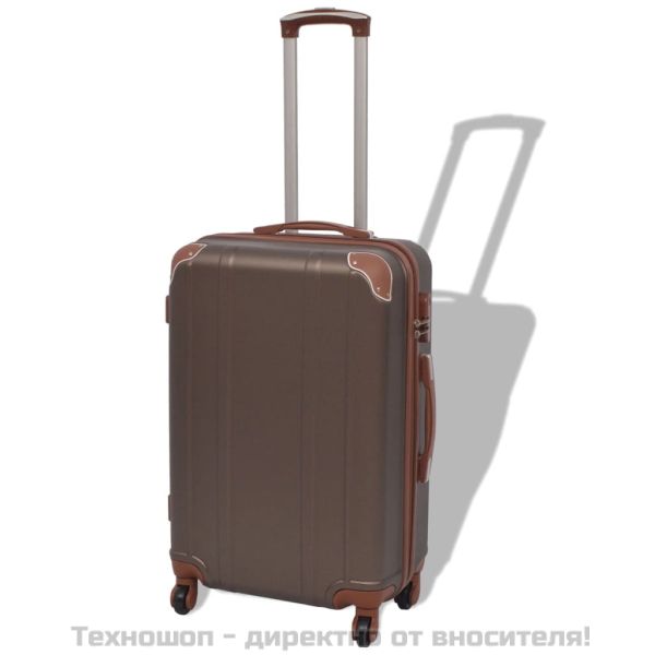 Комплект от 4 броя твърди куфари на колелца, цвят кафе