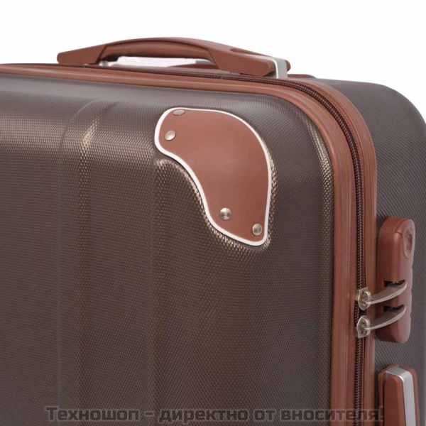 Комплект от 4 броя твърди куфари на колелца, цвят кафе