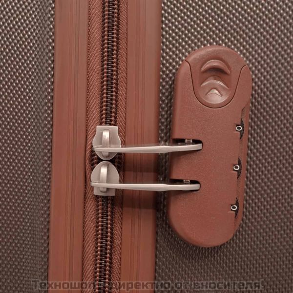 Комплект от 4 броя твърди куфари на колелца, цвят кафе