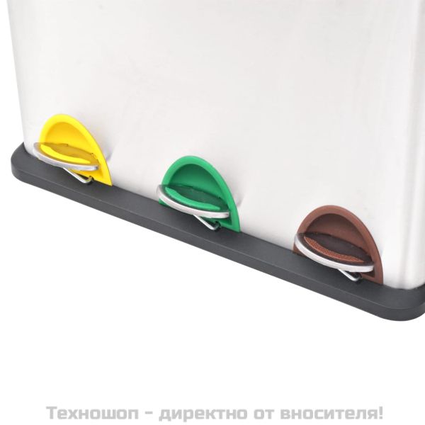 Кош за рециклиране на боклук с педал, неръждаема стомана, 24 л