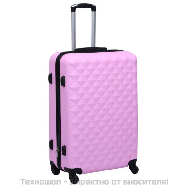 Комплект твърди куфари с колелца, 2 бр, розов, ABS