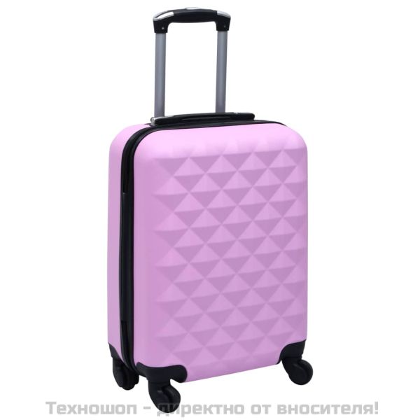 Комплект твърди куфари с колелца, 2 бр, розов, ABS
