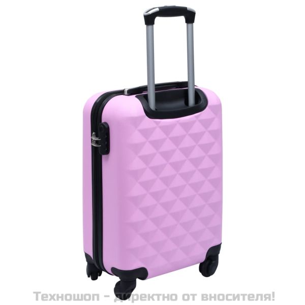 Комплект твърди куфари с колелца, 2 бр, розов, ABS
