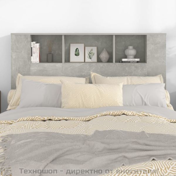 Табла за легло тип шкаф, бетонно сива, 140x18,5x104,5 см