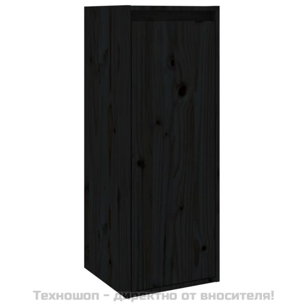 Стенни шкафове, 2 бр, черни, 30x30x80 см, бор масив