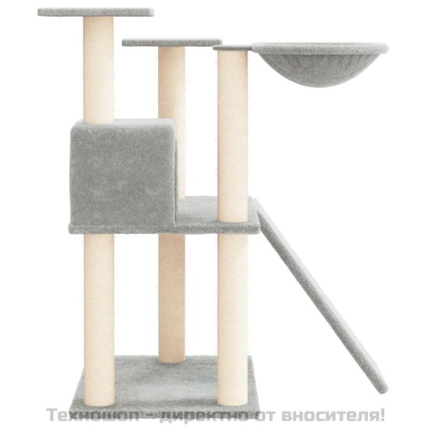 Котешко дърво със сизалени стълбове, светлосиво, 83 см