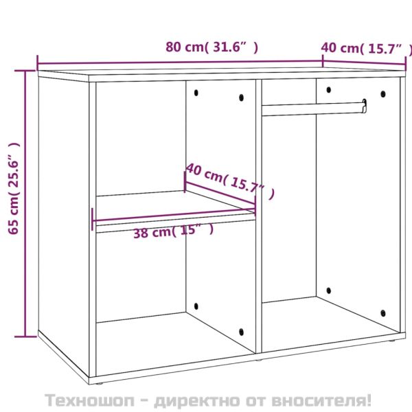 Шкаф за гримиране, бял гланц, 80x40x65 см, инженерно дърво