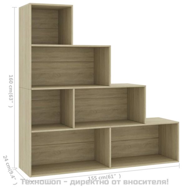 Библиотека/параван, дъб сонома, 155x24x160 см, инженерно дърво