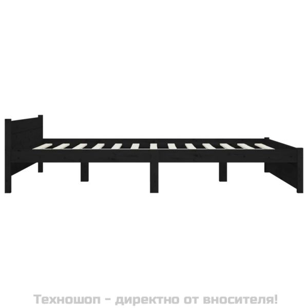 Рамка за легло, черна, дърво масив, 150x200 cм, King Size