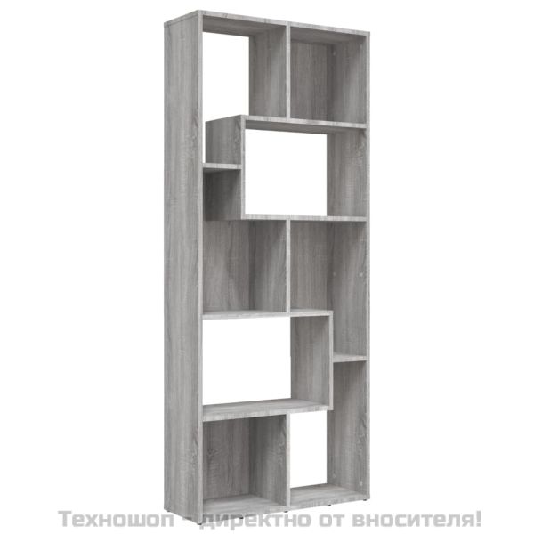 Библиотека, сив сонома, 67x24x161 см, инженерно дърво