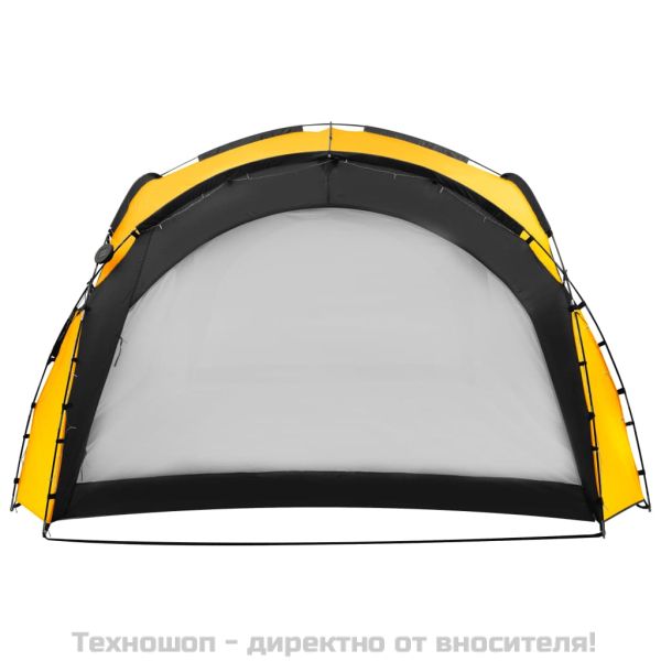 Парти шатра с LED и 4 стени, 3,6x3,6x2,3 м, жълта