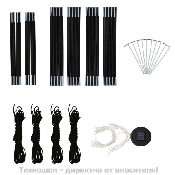 Парти шатра с LED и 4 стени, 3,6x3,6x2,3 м, жълта