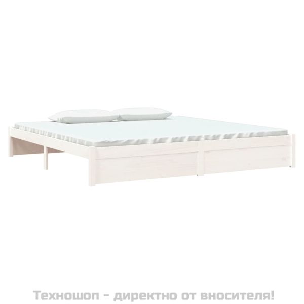 Рамка за легло, бяла, дърво масив, 200x200 см