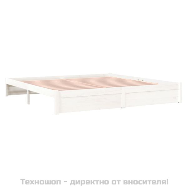 Рамка за легло, бяла, дърво масив, 200x200 см