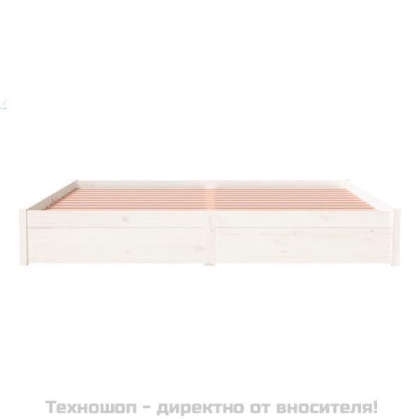 Рамка за легло, бяла, дърво масив, 200x200 см